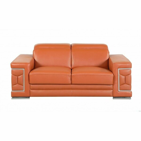 Homeroots 71 x 41 x 29 in. Modern Camel Leather Sofa & Loveseat 343841